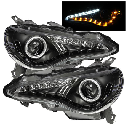 Picture of Spyder BRZ Projector Headlights W/DRL LED (Non Halo)-Black