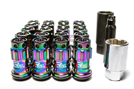 Picture of Project Kics R40 Iconix M12x1.5 Lug Nuts w/Locks - NeoChrome w/ Black Caps